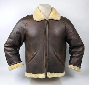 Chevignon Girl Lederjacke Lammfell braun Gr. XL Made in France 90s Flying Wear - Picture 1 of 13