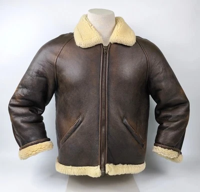 Chevignon Girl Lederjacke Lammfell braun Gr. XL Made in France 90s Flying Wear - Image 1 of 4