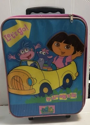 Dora The Explorer Rolling Suitcase Zip Closure Retractable Handle 18” x 13” Rare - Image 1 of 4
