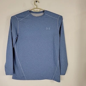 Under Armour Mens ColdGear Fitted Long Sleeve Crew Neck Heather Blue Sz 2XL  EUC - Picture 1 of 6