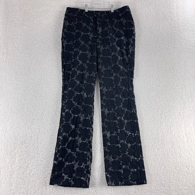 Pantalones de pierna ancha Marni negros florales de jacquard para mujer hechos en Italia tiro medio talla 6 Foto 1 de 4