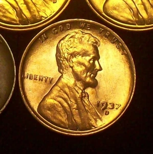 1937-D CHOICE BU - HIGH GRADE LINCOLN WHEAT CENT - VERY SOLID COIN - SEE PICS!! - Picture 1 of 5