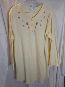 Camicia da notte Erika Taylor donna 1X gialla floreale manica 3/4 cotone - Foto 1 di 8
