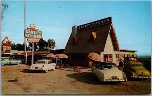 c1950s Carpinteria, California Postcard SANTA'S KITCHEN Restaurant / Highway 101 - Picture 1 of 2