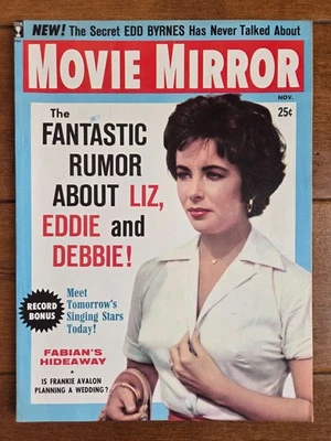 Revista MOVIE MIRROR noviembre de 1959, Liz Taylor, Frankie Avalon, Fabian, + Foto 1 de 4