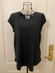 Max Studio Women Black Round Neck Key Hole T-Shirt Cotton Blend Size Small - Picture 1 of 7