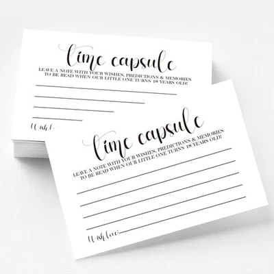 50 Tarjetas Cápsula Baby Time para 1er Cumpleaños, Caja Cápsula Tiempo o Juego Baby Shower Foto 1 de 4