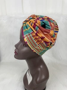 Neu ohne Etikett vorgeknüpftes Headwrap Turban-Mütze afrikanisches Muster - Bild 1 von 8