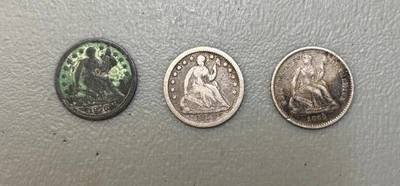 Lot of (3) Seated Half Dimes incl. 1850, 1856, 1860 - Image 1 of 2