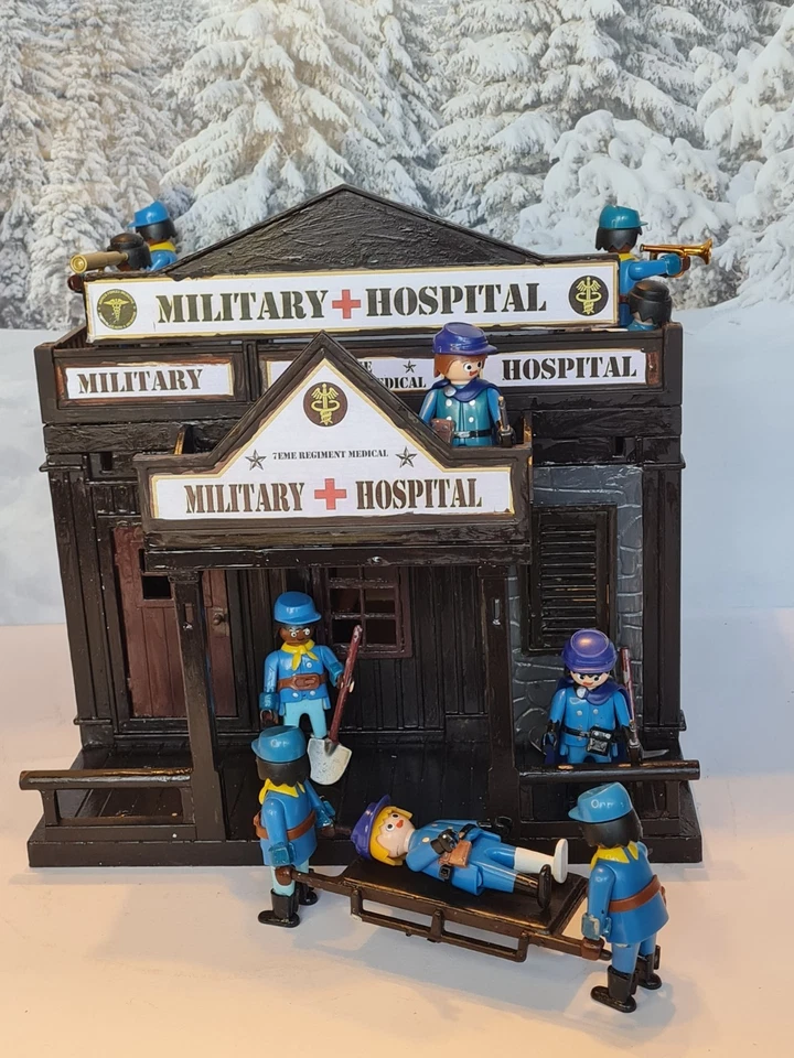PLAYMOBIL CUSTOM MILITARY SICK HOUSE NORTHERNERS UNIQUE WITH AWARD - Image 1 of 4