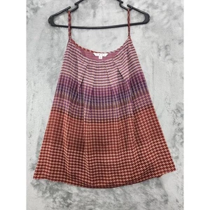 Cabi 555 Pleated Ombre Houndstooth Strappy Tank Top Size L Red Purple Lined - Picture 1 of 8