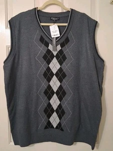 PRONTI Men's SZ 5X Grey Multicolor Argyle Swester Vest NWT - Picture 1 of 4