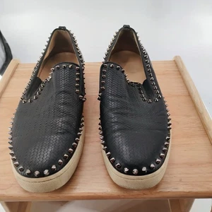 Auténticas zapatillas Christian Louboutin de cuero Pik Boat negras para hombre talla 45 - Imagen 1 de 11