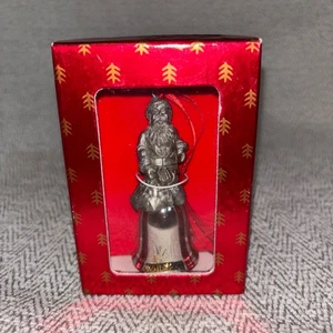 Wallace Plateros Nuevo en Caja Peltre Navidad Mini Campana Adorno Papá Noel en Chimenea - Imagen 1 de 7