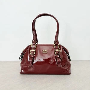 Bolso de Mano COACH Madison Charol Burdeos Rojo Dorado Herrajes NNBe81 - Imagen 1 de 9
