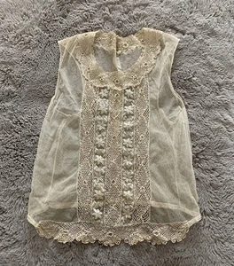 Antique ? Mesh Lace With Tatting Blouse XS/S Couture Handmade Early 1900s - Picture 1 of 11