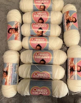 Lote de 11 hilos para dedos de bebé corazón rojo BLANCO #001 Pompadour 50 g mismo tinte lote Foto 1 de 4