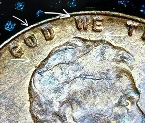 1955 Lincoln Wheat Cent With A Retained Cud Die Break RCD-1C-1955-19 - Picture 1 of 14