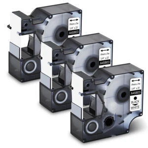 3PK Fits Black on White DYMO D1 45803 LabelWriter 400 Duo Label Tape 3/4" - Picture 1 of 11