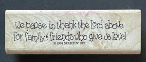 Timbro gomma legno frase festa We Pause To Thank the Lord Sopra Ringraziamento - Foto 1 di 2