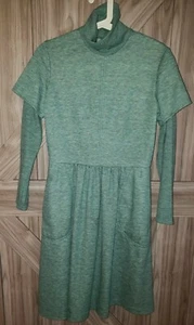 Julie Miller of California Vintage Mint Green Long Sleeve Turtleneck Dress SZ S - Picture 1 of 6