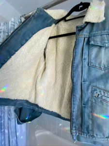 Sherpa Jean Jacket "7 For All Mankind" size medium - Picture 1 of 7