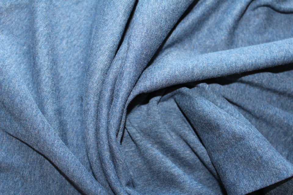 Jersey 4,00€/m²  Schlauchstoff  BIO-Baumwolle dunkelblau meliert PC53 - Bild 1 von 1