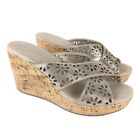 Rampage Womens Wedge Shoes Size 9.5 M Champagne Sandals Floral Laser Cut Design