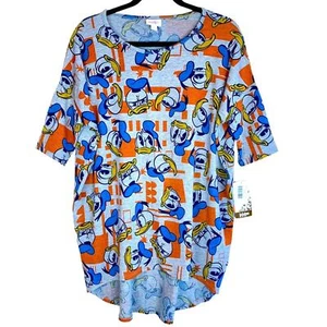 LuLaRoe Disney Collaboration Irma Tunika Top High Low Dolman Donald Duck Gesichter - Bild 1 von 11