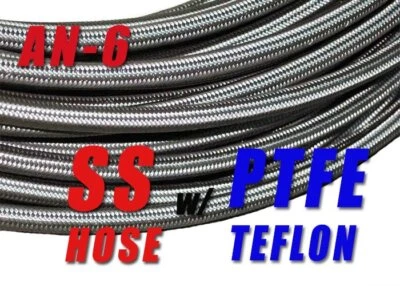 5/16" STAINLESS STEEL -6AN AN6  PTFE OIL Ethanol Fuel HOSE 1M Meter 3.3FT - Image 1 of 4