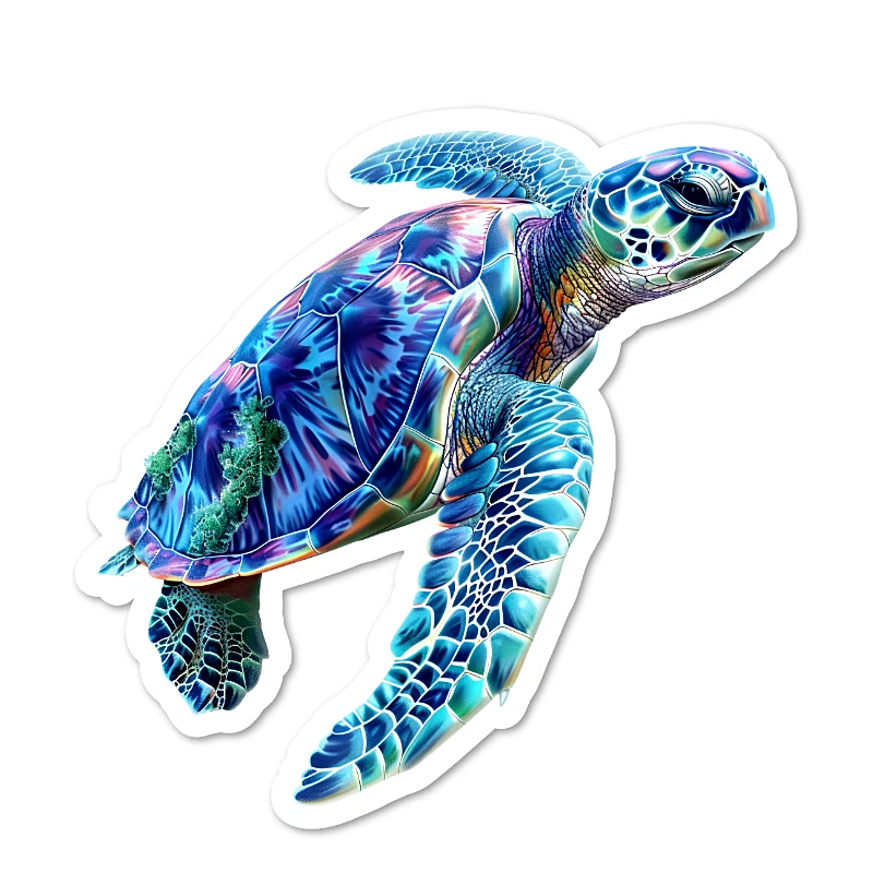 Tortuga marina, vida marina, pegatina de vinilo, resistente al agua, uso en interiores, 2 tamaños Foto 1 de 1