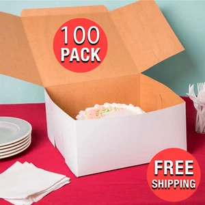 (100-Pack) 12" x 12" x 6" Paperboard Bakery Box Cake Cupcake Cookie Square Boxes - Picture 1 of 5
