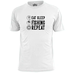 Camiseta para hombre comer dormir pesca repetida caña de pesca - Imagen 1 de 2