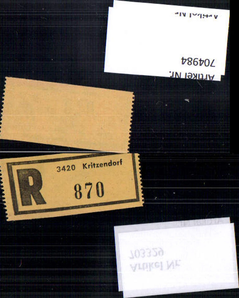 704984 Einschreibezettel Rekozettel R-Zettel Kritzendorf - Bild 1 von 1