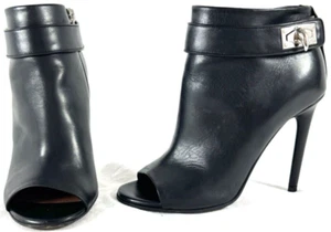 GIVENCHY Black Leather Shark Lock Peep Toe Booties Marked as 35 - 5US - Picture 1 of 12