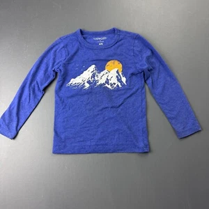 Crewcuts Boys Long Sleeve T-Shirt Size 4-5 Blue Mountain Graphic Cotton Casual - Picture 1 of 8