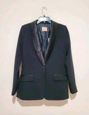 ELIE TAHARI  SATIN EFFECT LAPEL TUXEDO JACKET SIZE 2 - Image 1 of 4