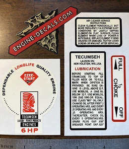 Juego de calcomanías Tecumseh Engine 6 hp nuevo H60 Troy Bilt, Tote Gote Globo TB60 Set 4 - Imagen 1 de 1