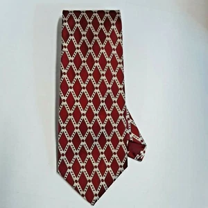 Jos A Bank 100% Silk Men's Tie Red White Diamonds 56X4 - Picture 1 of 3