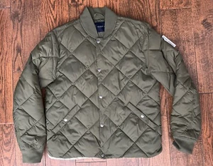 Lucky Brand Diamond Quilted Puffer Bomber Jacket in Olive - Size Medium M - Picture 1 of 15
