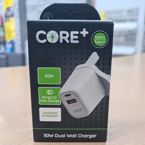 30 Watt Pd/QC3.0 Fast Charge Dual Wall Charger Core+. type c and USB.. - Picture 1 of 5