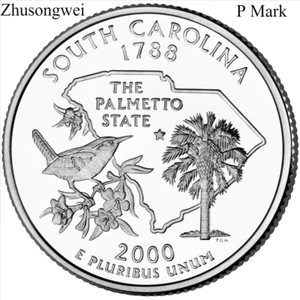2000 US South Carolina State Quarter (P Mark) Coin - Free shipping - Picture 1 of 2