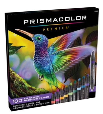 Prismacolor Dual-Ended Markers Chisel & Fine Tips 10 Colors 2138238 New In Box
