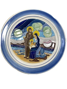 Majolica Italy Grottaglie Ceramic Plate Religious Colorful Wall Plaque - Picture 1 of 8