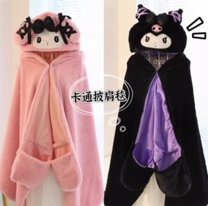 Kuromi Melody Cute Shawl Hooded Cape Air Conditioning Blanket Warm Nap Cape Gift - Picture 1 of 18