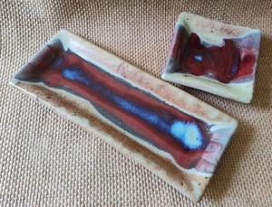 Set of 2 RAKU POTTERY Dishes BY ARTIST Les Mitchell Signed - Picture 1 of 15