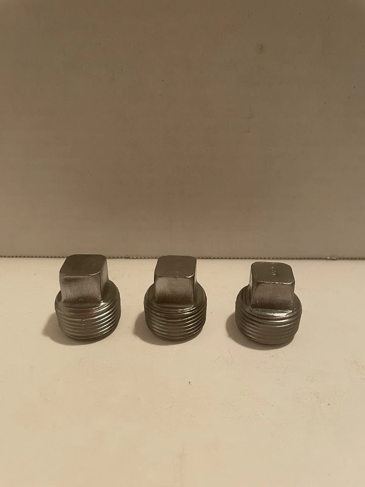 (3) 1” NPT Pipe Thread Square Head Steel Plug - Image 1 of 1