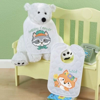 Baby by Herrschners® Woodland Lullaby Bibs Stamped Cross-Stitch Kit