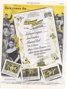 Showboat Movie Magazine Advertisement 1951 Musicals Hollywood Vintage Original - Picture 1 of 4