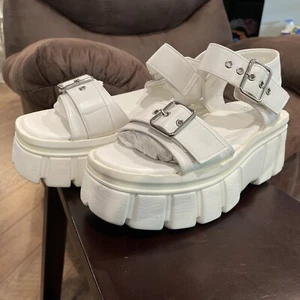Damen Punk Sohle dicker Absatz Knöchelschnalle Sandalen offene Zehenpartie Schuhe Gothic Gothic Y2K - Bild 1 von 24